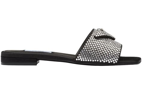 prada 10mm crystal mule slippers|prada slippers.